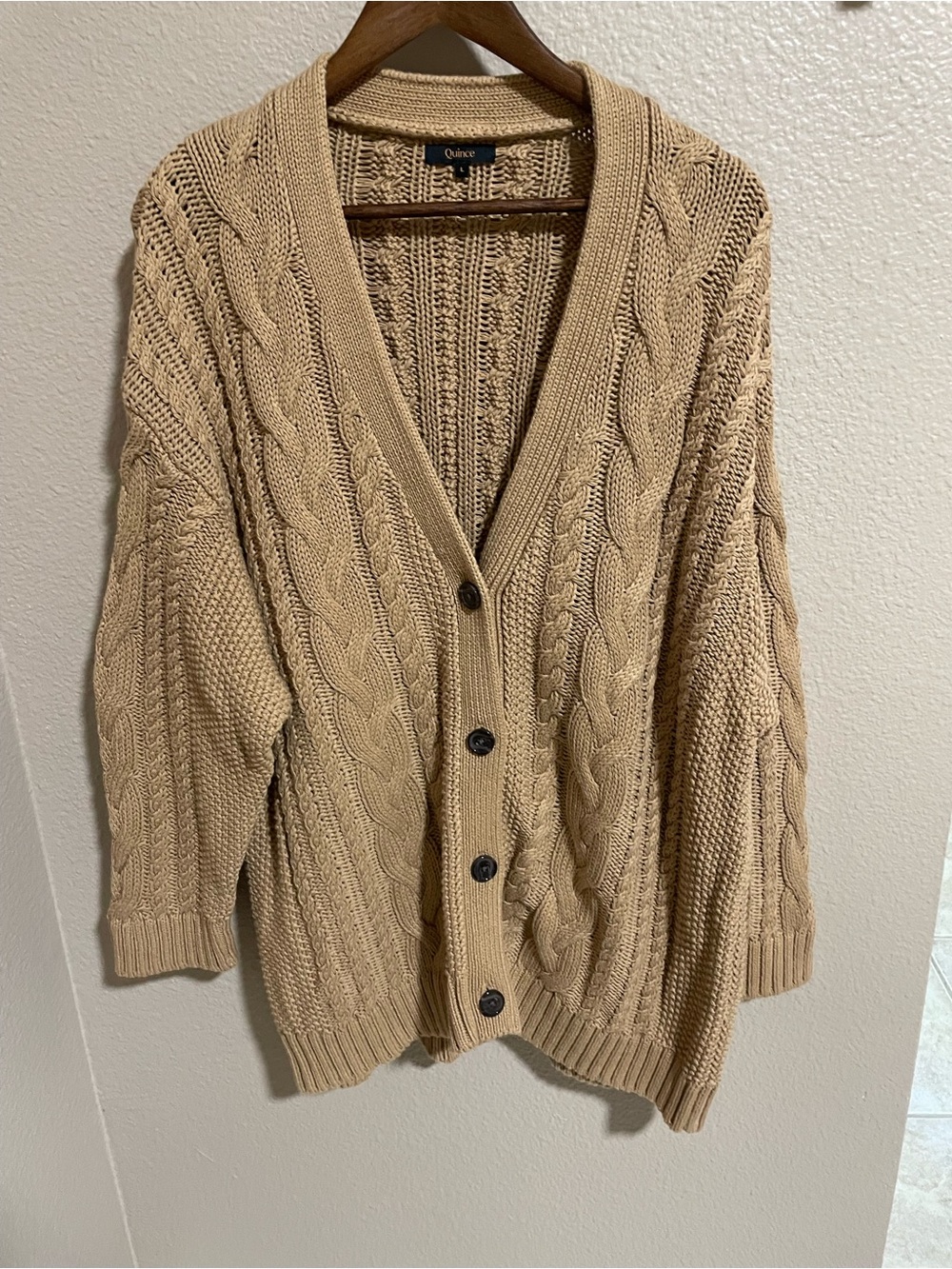 Quince Cable-Knit Button Front Women's Sweater